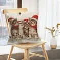 thumbnail image 4 of Farmhouse Rustic Throw Pillow Cover Vintage Red Truck Cute Animal Cat Wearing Christmas Hat Cotton Linen 18 x 18 Inch Xmas Christmas Tree Cushion Case for Sofa Couch Set of 4 (Truck Animal), 4 of 5