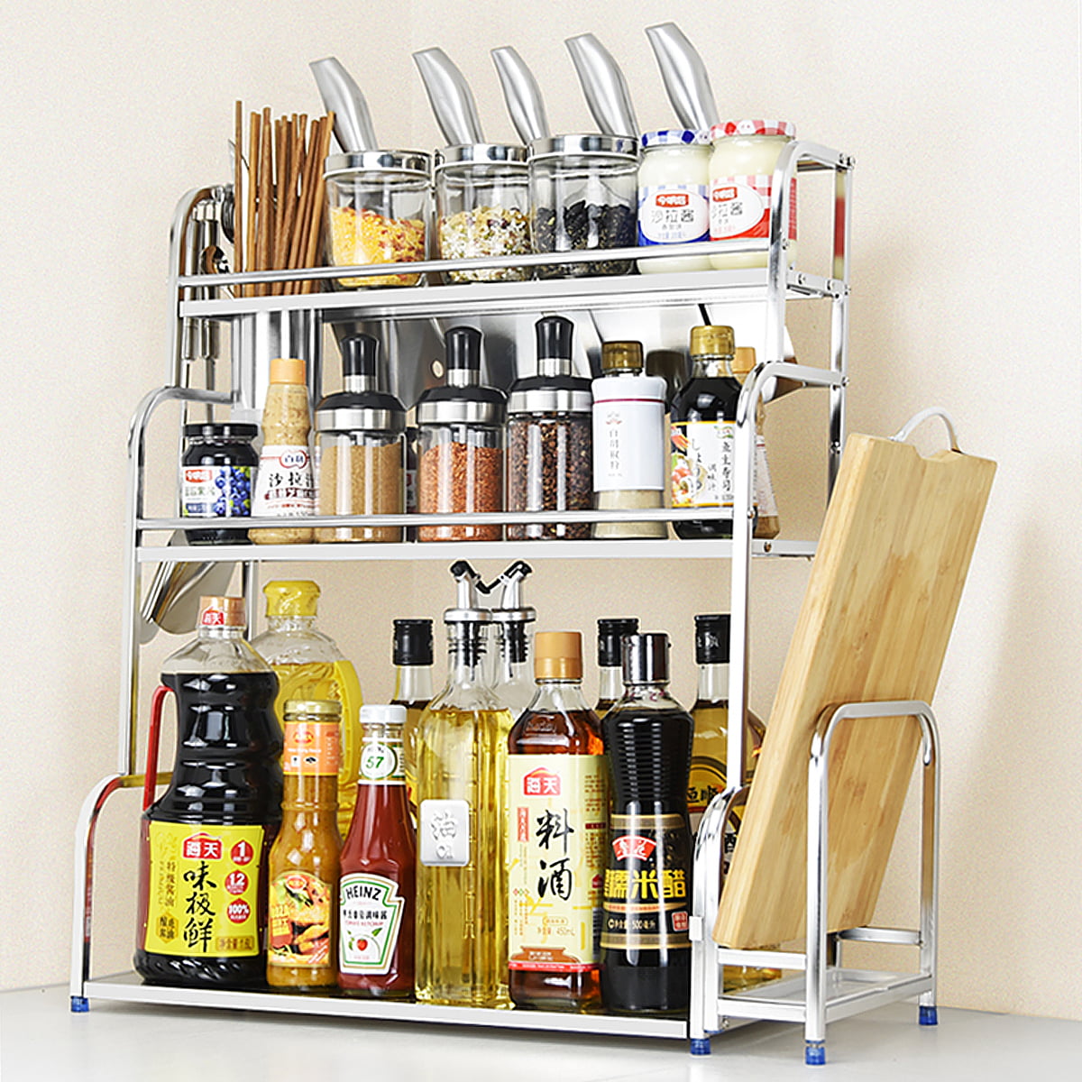 Kitchen Spice Rack Storage Organizer Seasoning Bottle Stand Shelf Holder US 