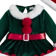 thumbnail image 4 of mgoYE Newborn Baby Girl Christmas Outfit Ruffle Long Sleeve Red Velvet/Plaid Romper Dress Xmas Cute Fall Winter Clothes(Green,3-6 Months), 4 of 4