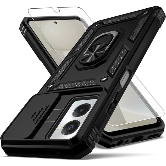 HCTian for Moto G Power 5G 2024 Case,with Camera Lens Cover HD Screen Protector,[Military Grade] Car Mount Kickstand Shockproof Protective Case for Motorola G Power 5G 2024