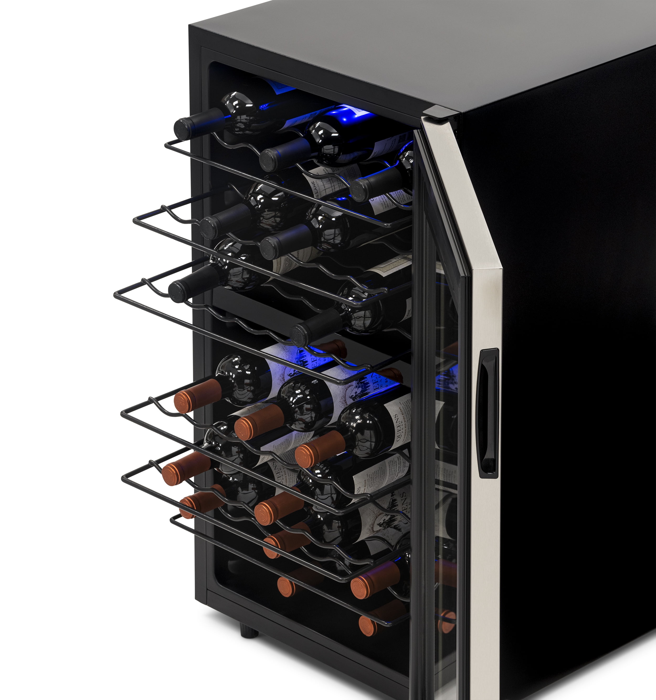Newair Freestanding Wine Fridge, 43 Bottle Dual Zone Compressor  Wine Cooler Fridge in Stainless Steel
