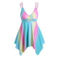 thumbnail image 1 of Tankini de Pañuelo de Arco Iris de Talla Extra Rosegal  Mangas largas de talla grande, 1 of 5