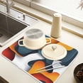 thumbnail image 2 of Yayeee Dish Drying Mat for Kitchen Counter 18" x 24" Microfiber Super Absorbent Coffee Decorative Pad, Abstract Wavy, 2 of 9