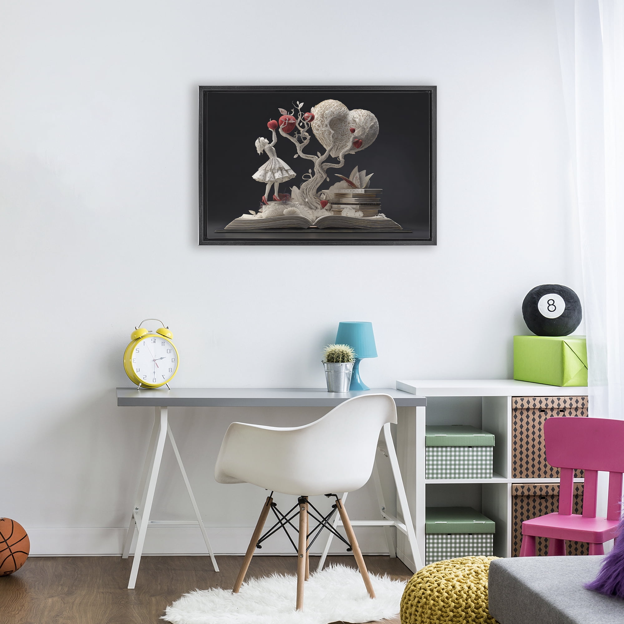 Stupell Industries Paper Sculpture Style Fairytale Black Framed Floater Canvas Wall Art, design by The Wands Want