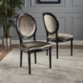 thumbnail image 2 of GDF Studio Newman French Country Upholstered Dining Chairs, Set of 2, Gray Velvet and Gloss Black, 2 of 13