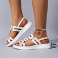 thumbnail image 5 of Beach Sandals, Wedge Sandals Open Toe Sandals for Women Summer Comfortable Dressy Platform Wedges Shoes Wide Width Buckle Ankle Strap Hollow Out Beach Athletic Walking Sandal, White 6, 5 of 6
