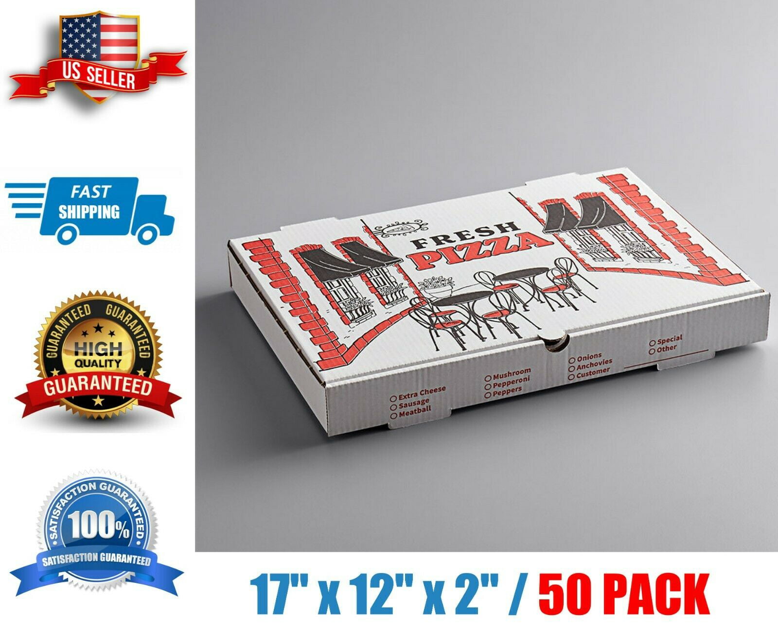 Choice 17 x 12 White Corrugated Pizza Box - 50/Case