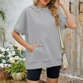thumbnail image 4 of vigerkar Womens Oversized Half Zip Hoodies Short Sleeve Casual Sweatshirts Pullover Tops with Pockets Loose 2025 Clothes Grey, XXL, 4 of 8