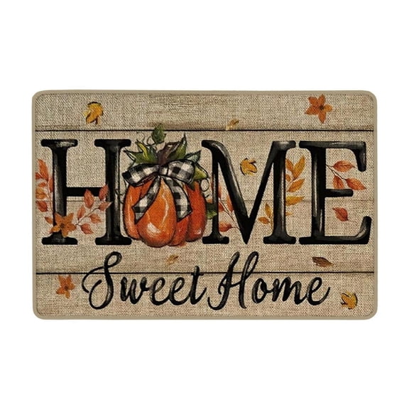 Fall Pumpkin Doormat Autumn Welcome Door Mats Thanksgiving Durable Entrance Mat for Home Entrance Outside Entry Yard Floor Patio