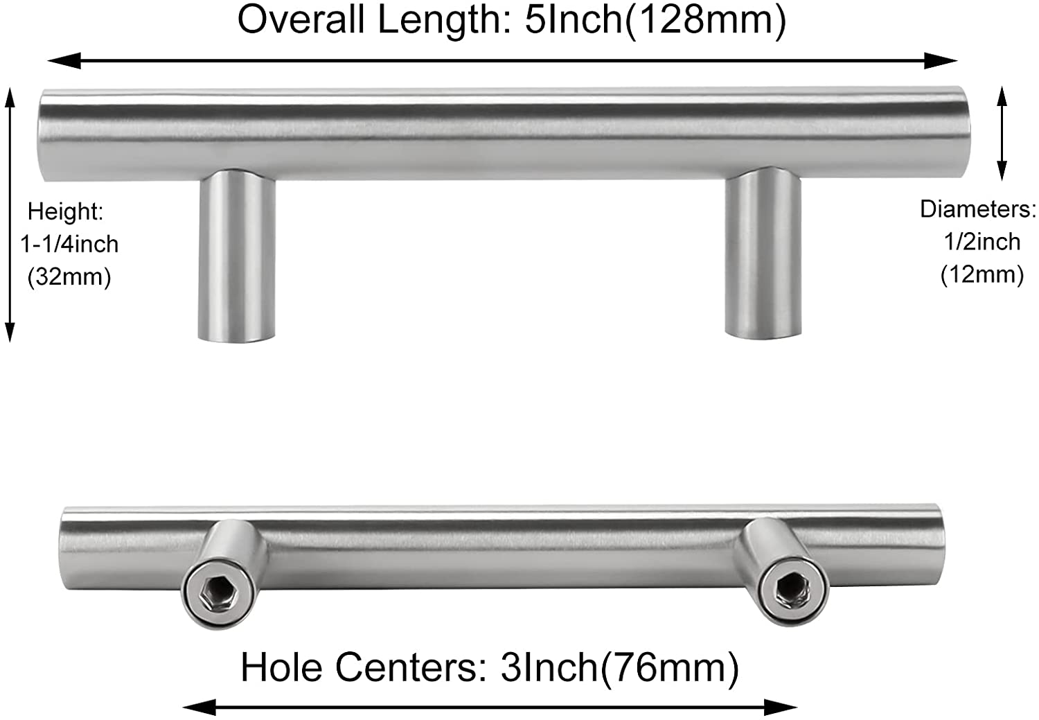 Homdiy 30 Pack 3 Inch Cabinet Handles Brushed Nickel Cabinet Pulls