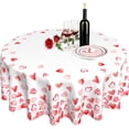 thumbnail image 1 of Happy Valentine''s Day Tablecloth Round 60 Inch, Love Heart Table Cloth Washable Table Cover for Anniversary Wedding Party Picnic Kitchen Dinner Decor, 1 of 5