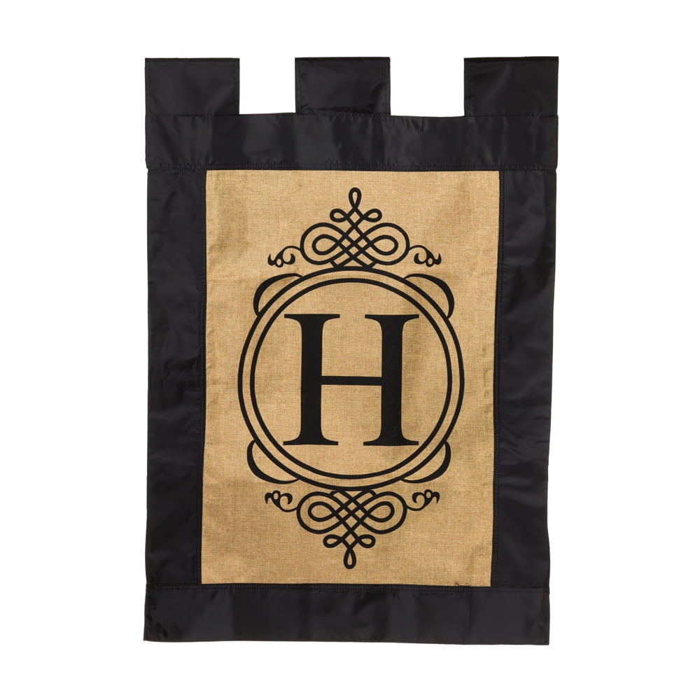 Burlap Monogram House Flag H