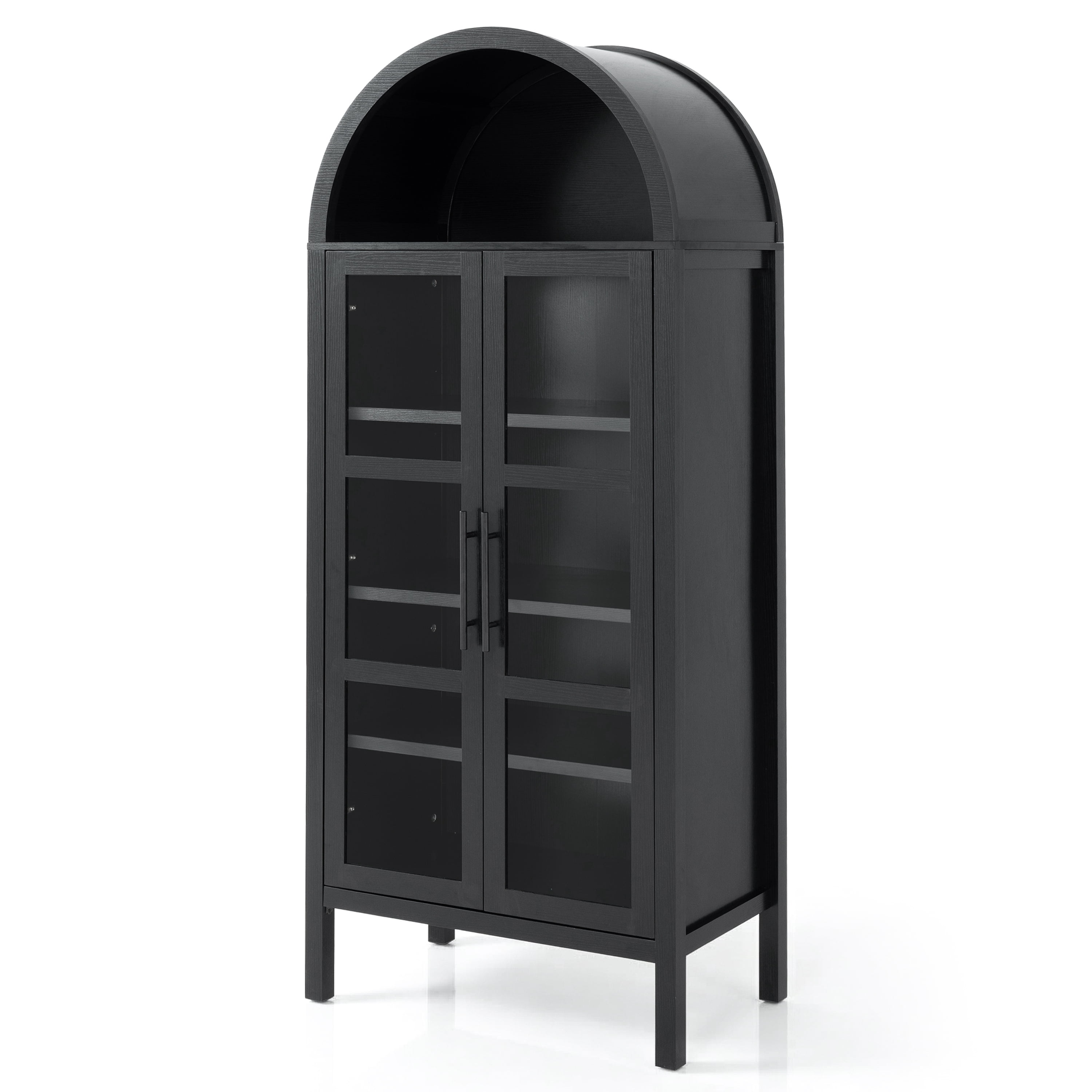 Furniture of America Watson Rustic Wood 72-inch Tall Arched Accent Cabinet with Adjustable Shelves, Black