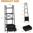 thumbnail image 3 of 4-Tier Ladder Shelf,Small Bookshelf with 2 Drawers,Vertical Bookcase Storage Rack Organizer,Display Bookshelves for Living Room,Bedroom,Bathroom,Home Office,Kitchen,Rustic Brown,Black Oak, 3 of 8