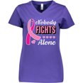 thumbnail image 3 of Inktastic Breast Cancer Awareness Nobody Fights Alone Pink Ribbon Women's V-Neck T-Shirt, 3 of 5