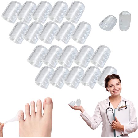 Silicone Anti-Friction Toe Protector, Toe Caps and Toe Protectors, Clear Silicone Breathable Toe Covers for Runners Blisters and Pain Relief (20PCS)