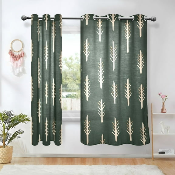 Yayeee Window Curtains Set of 2 for Living Room Light Filtering 63"x42", Beige Plants