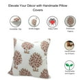 thumbnail image 2 of Fabdivine Block Print Throw Pillow Cover, 20x20 Inch Thick Cotton White Decorative Cushion Cover, Floral Print Boho Design Rust Pillow Cover for Sofa and Couch, 2 of 5