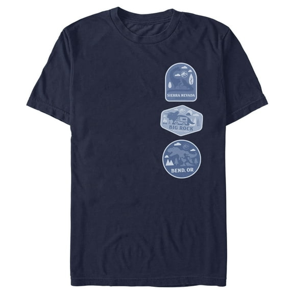 Men's Jurassic World: Dominion Destination Travel Dinosaur Badges  Graphic Tee Navy Blue 2X Large