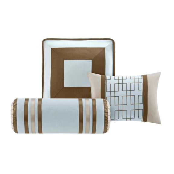 imerelez 7 Piece Comforter Set Blue Queen