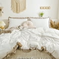 thumbnail image 4 of Move Over White Taupe Ruffle Bedding Sets King White Taupe Reversible Duvet Cover Set Washed Microfiber Taupe Ruffled Pattern No Filling, 4 of 9