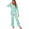 thumbnail image 4 of Women's Long Sleeve Sleepwear Soft Crew Neck Pyjama Set, 4 of 5