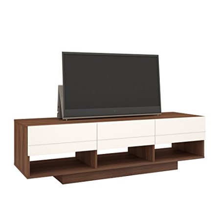 Nexera 105140 Sequence Tv Stand 60 Inch Walnut White Walmart Com