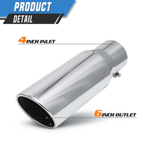 12"Exhaust Pipe Tail End 4"Inlet 6"Outlet Muffler Digonal Cut Roll Tip Chrome