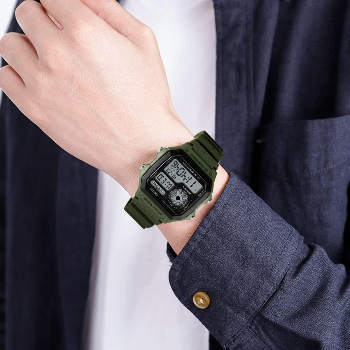 Wrist Watch for Men, Digital Sports Waterproof Watch with Dual Time Chronograph Countdown Alarm Backlight