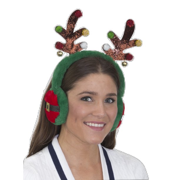 Jacobson Hat Company Women's Antler Ear Muffs, Green, Adjustable
