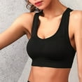 thumbnail image 3 of WCJM Black Women's Color Blocked Back Hollow Vest Gathering Yoga Running Sports Bra, 3 of 4
