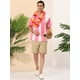 thumbnail image 3 of Camisas hawaianas manga corta botones botones a rayas playeras Rosa blanco T S, 3 of 6