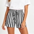 thumbnail image 2 of GERsome Striped Shorts Women's Comfy Drawstring Shorts for Casual Lounge Vacation Athletic with Pockets Black Size S, 2 of 6