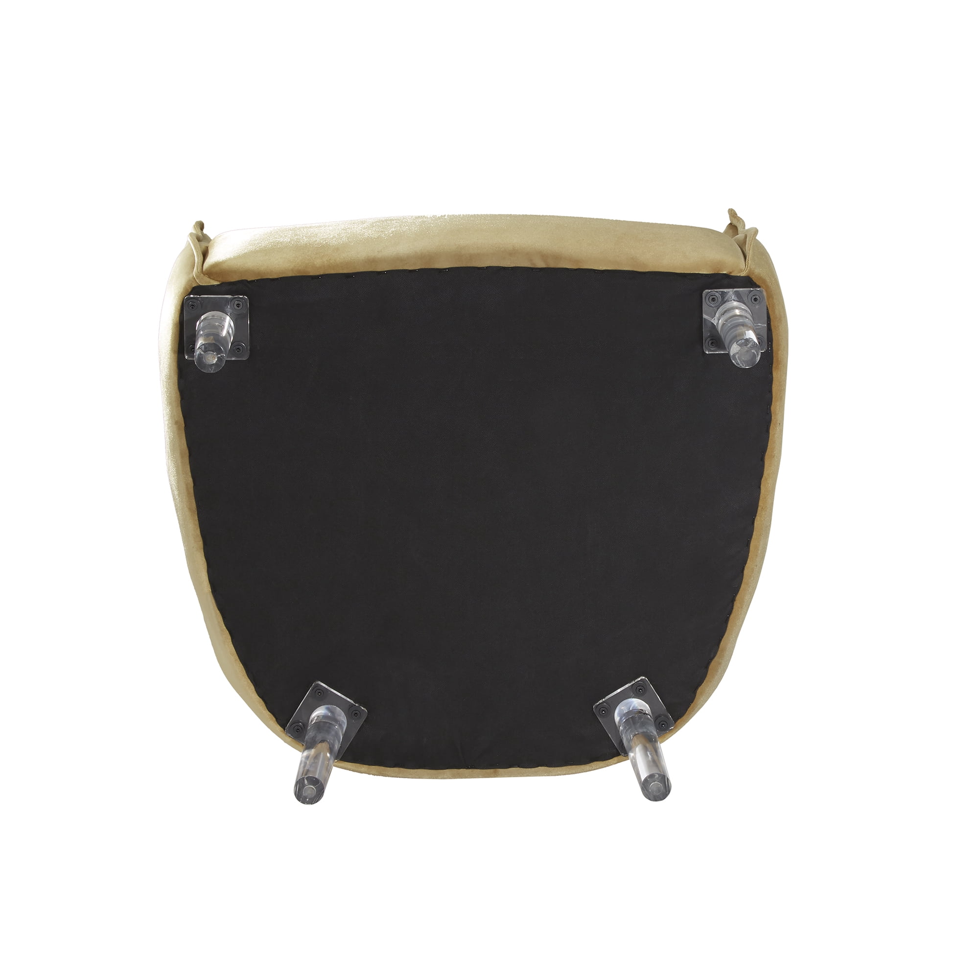 Weston Home Eldridge Velvet Upholstered Barrel Accent Chair with Clear Acrylic Legs, Gold