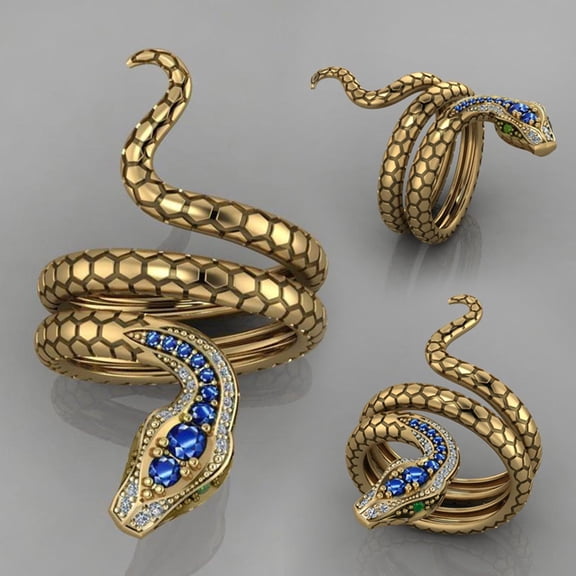 Amosfun Unisex Copper Snake Shaped Finger Ring Assorted Color for Anniversary and Birthday 1Pack
