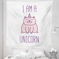 thumbnail image 1 of Unicorn Cat Tapestry, Fantasy Animal with I am a Unicorn Words Funny Fictive Kitten, Fabric Wall Hanging Decor for Bedroom Living Room Dorm, 5 Sizes, Pale Pink Purple, by Ambesonne, 1 of 1