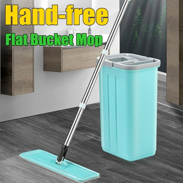 Floor Mop and Bucket Set, Flat Mop Bucket System Flexible Mop Head 2