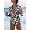 thumbnail image 2 of Femmes Zip avant Imprimé Demi-Manche/manche Longue une Pièce Maillots de Bain S-XXL, 2 of 4