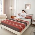 thumbnail image 4 of Homewish Hippie Maroon Abstract Queen Sheet Sets for Women, Chic Minimalism Flat Sheet, Modern Fashion Theme Queen Fitted Sheet, Luxury Bedroom Decor, 4-Piece, 4 of 7
