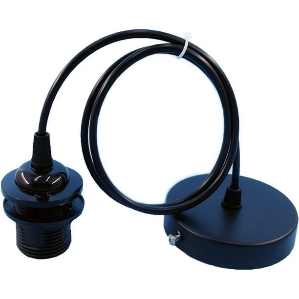 Soporte de lámpara colgante E27, accesorios de luces colgantes E27, accesorios de lámpara colgante E27 con cable de 1 m, para bar, cafetería, tienda de ropa, hogar, hotel (negro, 11 Feliz Sencillez