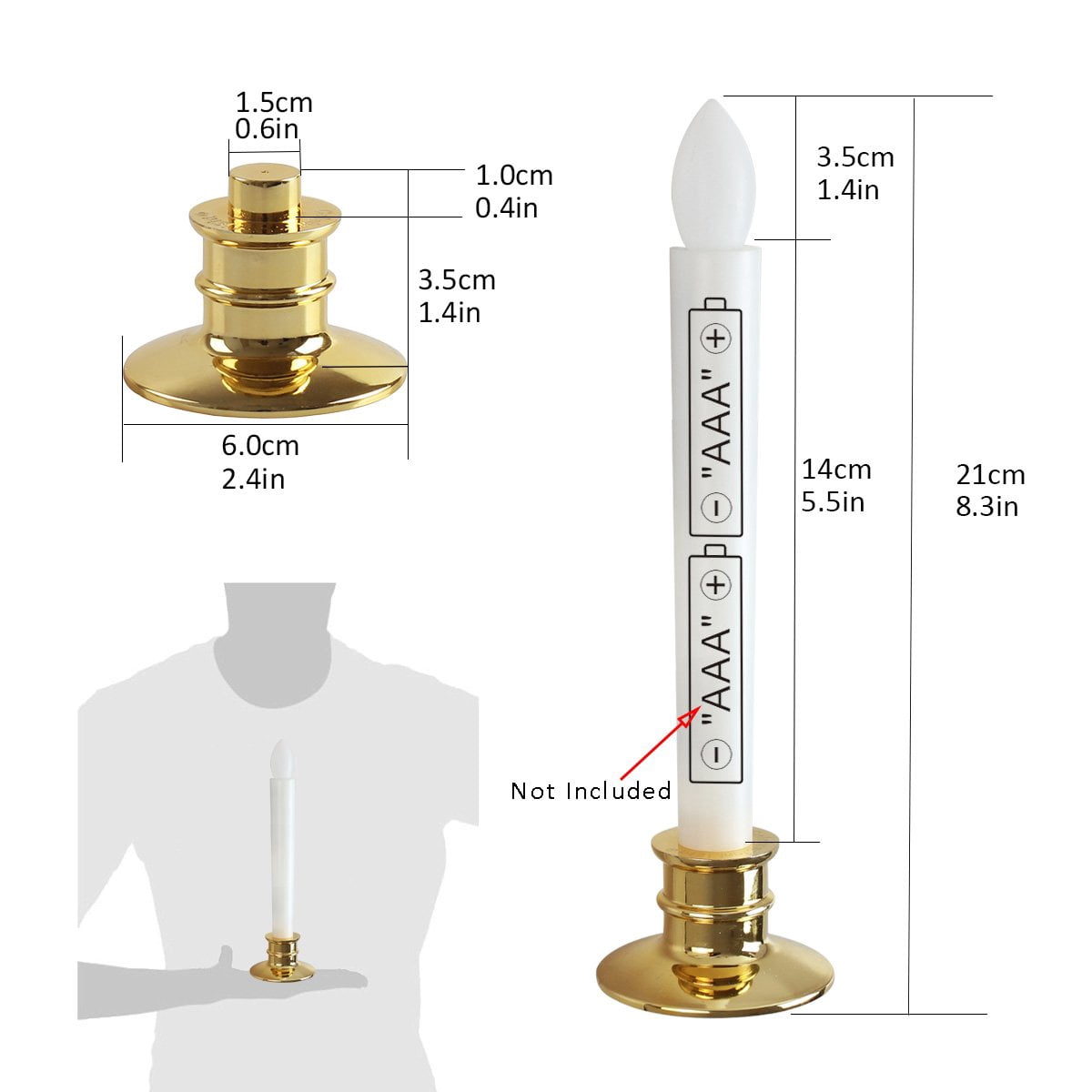 Gamexcel Flameless LED Window Candle Lights, Gold Base, Remote Timer, Warm White, 6 Count