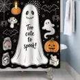 thumbnail image 4 of Tchckioa Black Halloween Cute Ghost Shower Curtain for Bathroom,72x72 Inch Waterproof Hooks Bath Curtain, 4 of 8