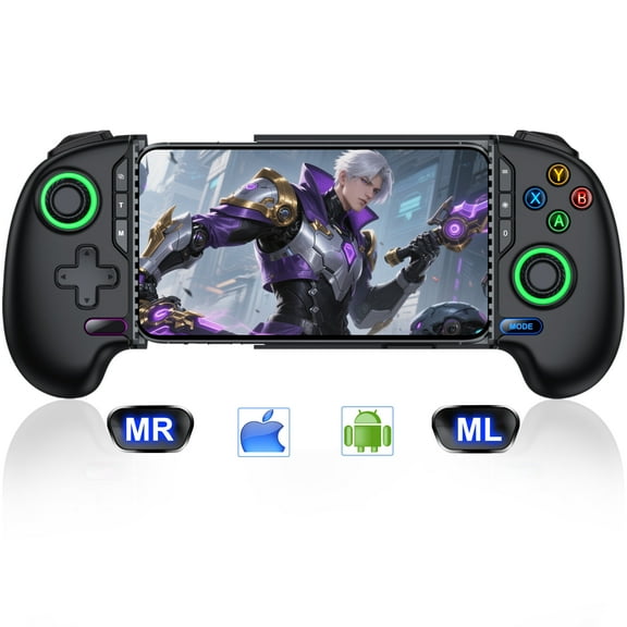 Mobile Gaming Controller for iPhone/Android with Hall Effect Joysticks, RGB Lighting, Turbo, and Macro Functions