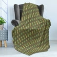 thumbnail image 4 of Kente Pattern Soft Flannel Fleece Throw Blanket, Retro Revival Diamond Line Pattern with Vertical Stripes, Cozy Plush for Indoor and Outdoor Use, 70" x 90", Sea Green Mustard, by Ambesonne, 4 of 5
