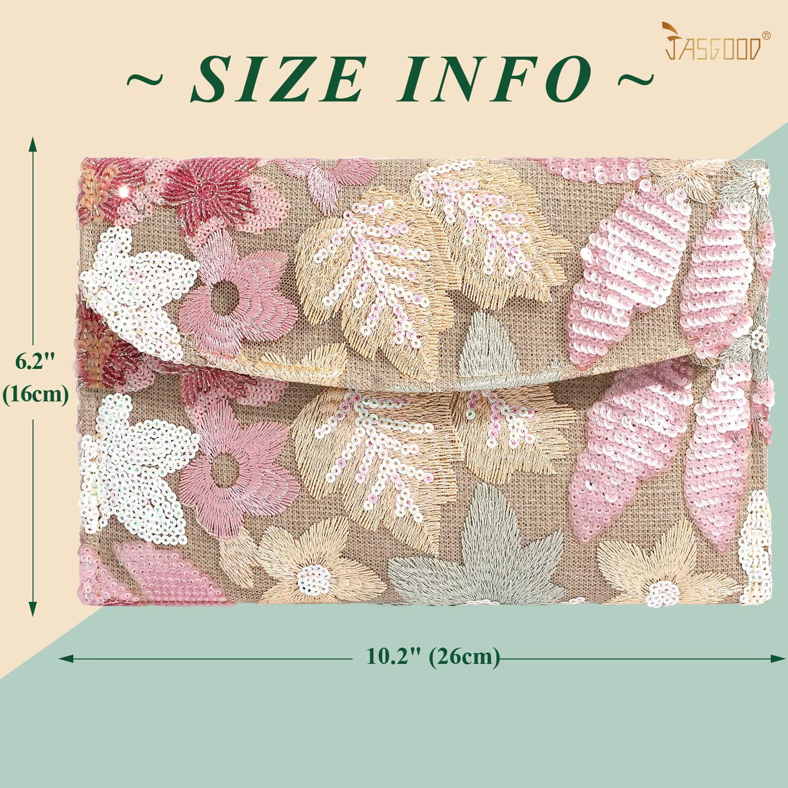 JASGOOD Clutch Purses for Women Floral Evening Clutch Purses for Party Embroidery Sequin Beaded Womens Purse