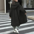 thumbnail image 5 of Big Girls Long Trench Coat Oversized Open Front Cardigan Coat Snap Zip Up Fall Windbreaker Jacket with Pockets (9 Years, Black), 5 of 6