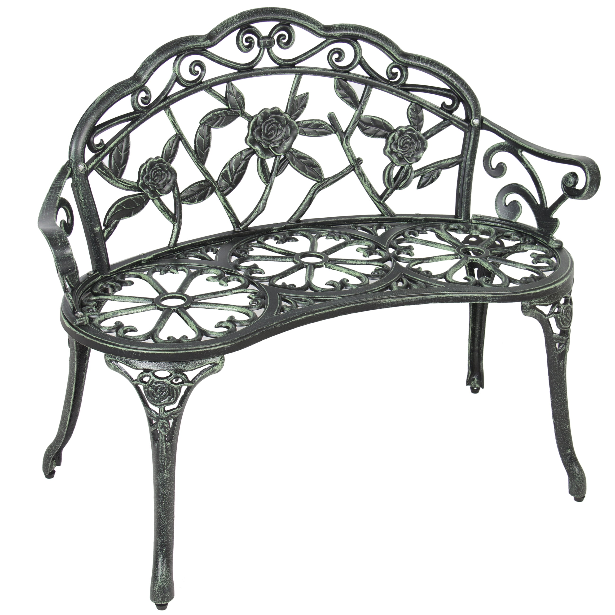 Best Choice Products 39in Outdoor Floral Rose Accented Metal