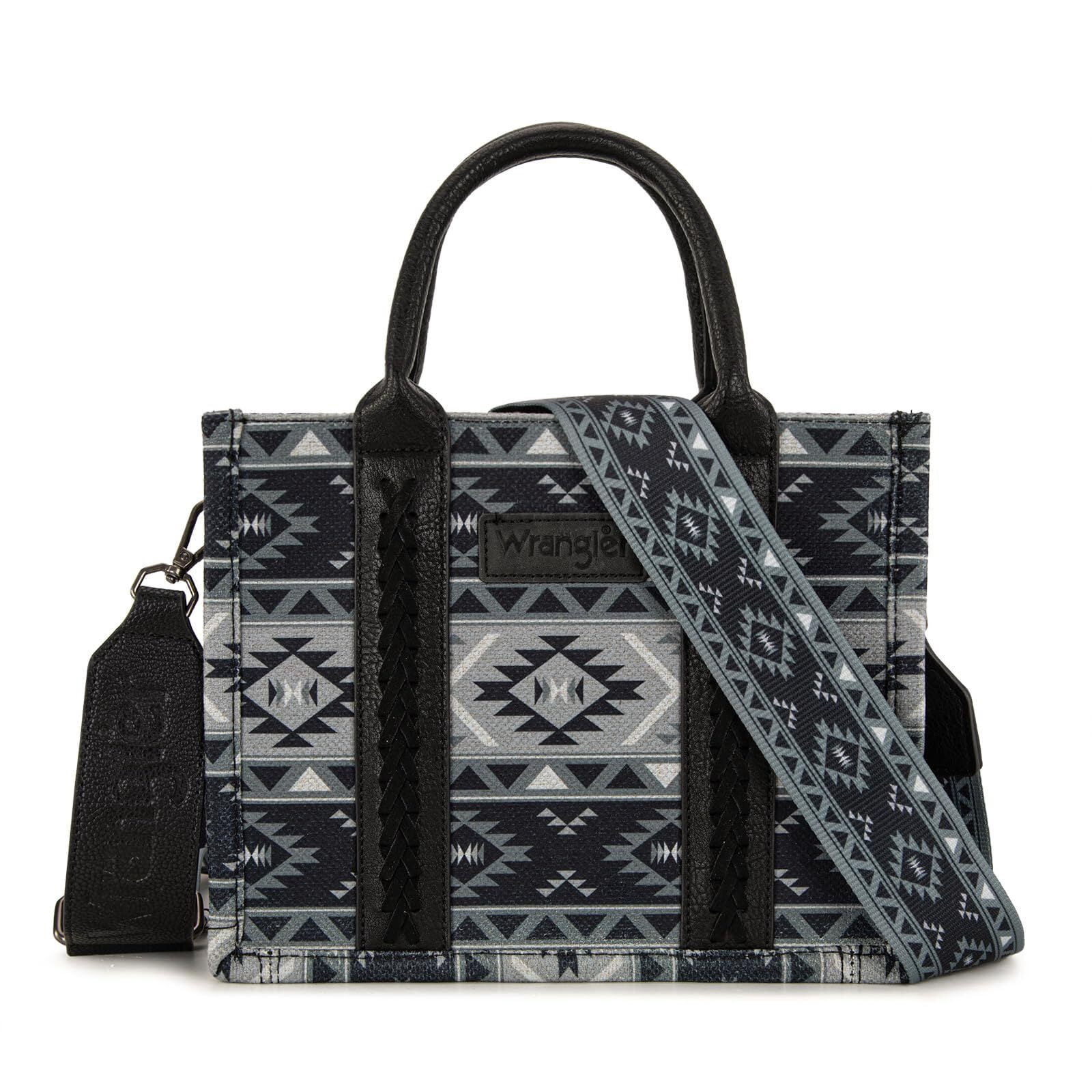 Wrangler Aztec Tote Bag for Women Boho Shoulder Purses and Handbags, Aztec Black