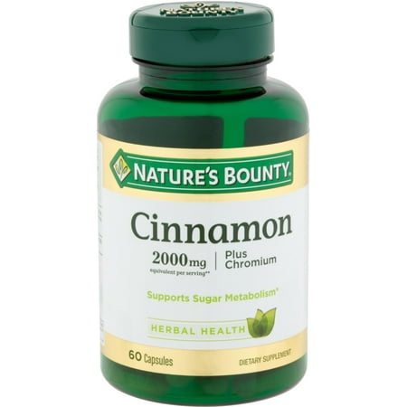 Nature's Bounty Cinnamon 2000mg Plus Chromium, Dietary Supplement Capsules 60 (Best Type Of Cinnamon For Health)