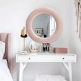 thumbnail image 2 of NeuType 24" Blush Velvet Round Wall Mirror Modern Accent Mirror Decorative Mirror, 2 of 8